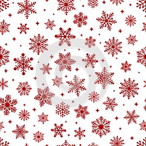 Seamless pattern red snowflakes vector illustration